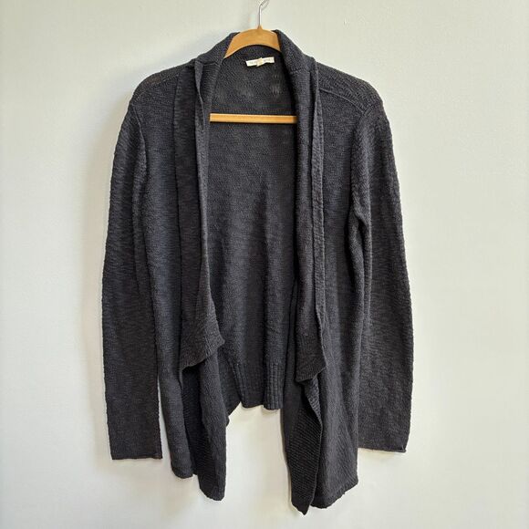 Eileen Fisher Organic Cotton Cardigan Sweater Womens Small Gray Open Front Knit - Picture 1 of 7